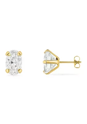Sterling Silver Oval Cubic Zirconia Stud Earrings