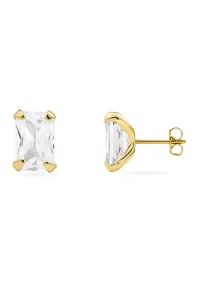 Fine Plated Baguette Cubic Zirconia Stud Earrings