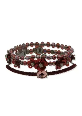 Beaded Flower Stretch Bracelet Set