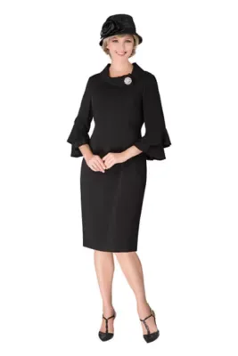 Draped Collar Bell Sleeve Shift Dress