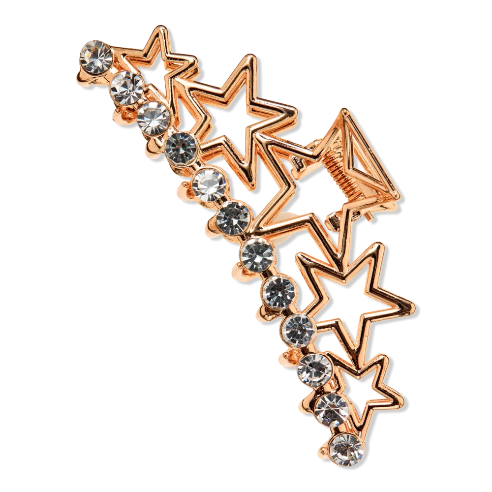 Metal Gold Star Claw Clip with Clear Stones by Conair Accessories