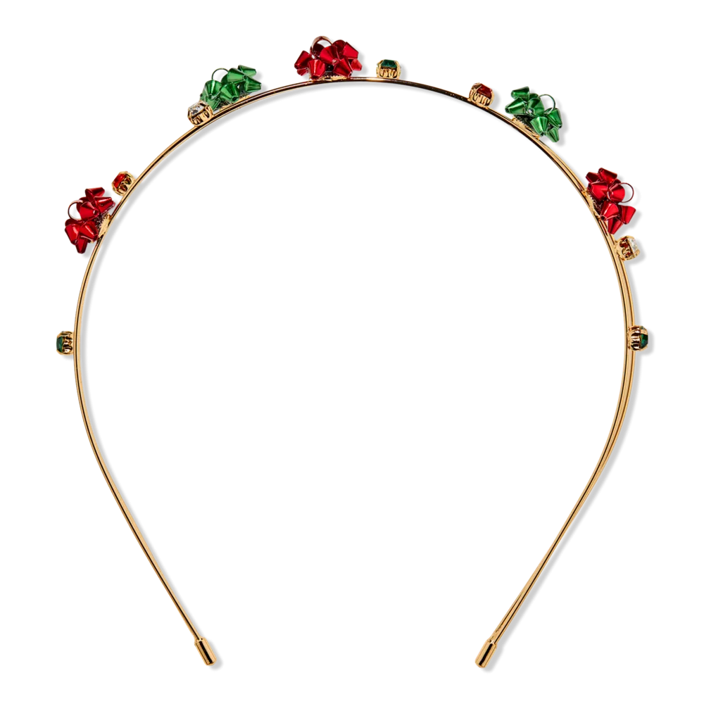 Gold Metal 2-Strand Headband with Gift-Bows and Stones by Conair Accessories
