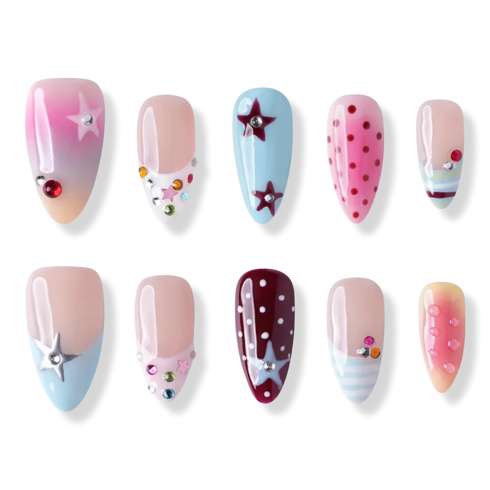 LA - Medium Almond Press-On Nails by 3h Nails