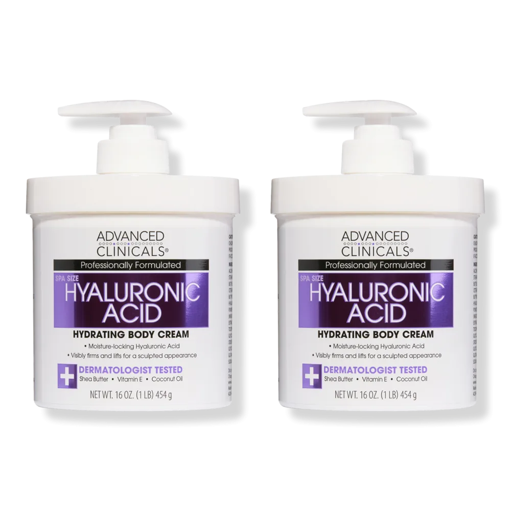 Hyaluronic Acid Hydrating Body Cream - 2-Pack (32 Ounce) by Advanced Clinicals