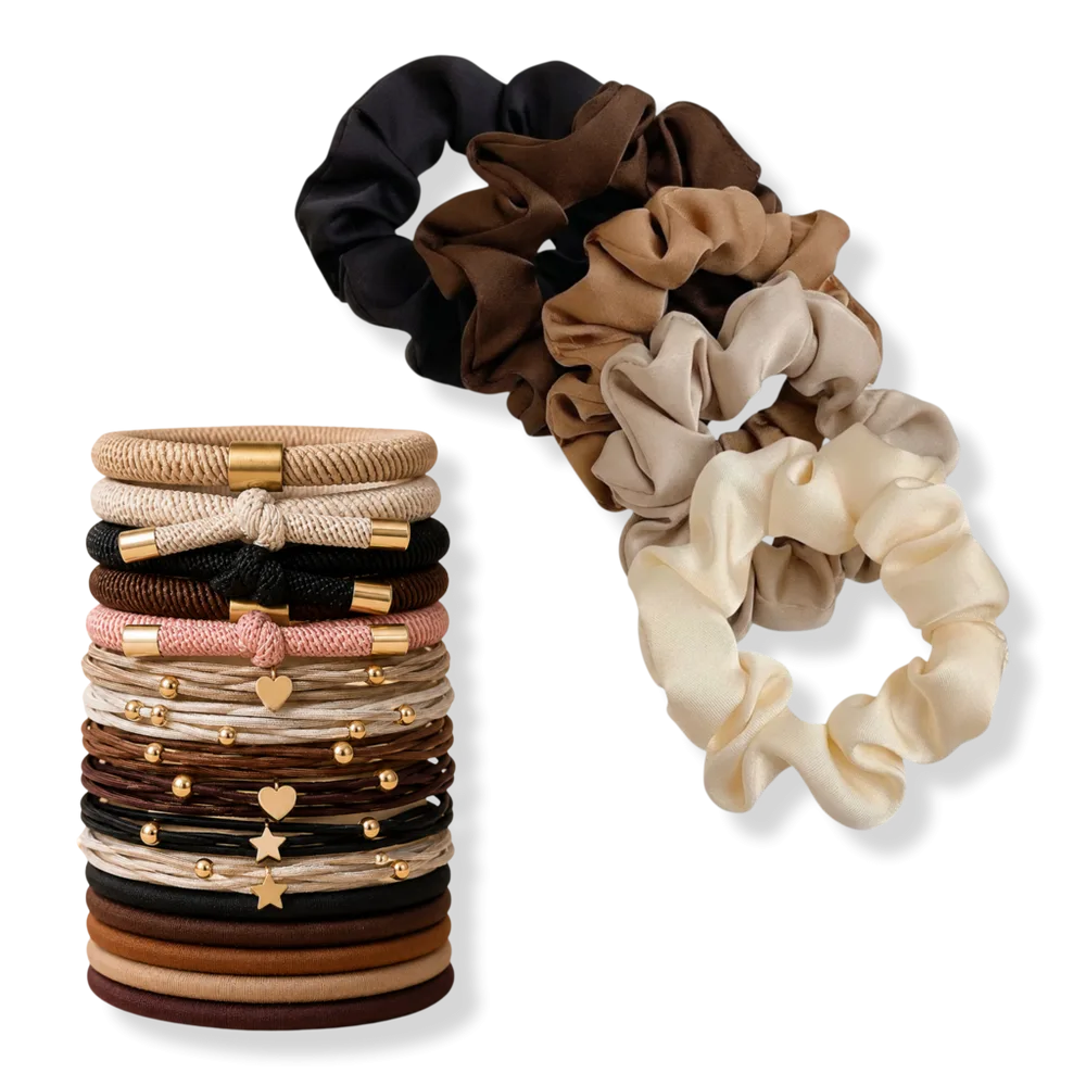 Scrunchie and Mixed Hair Tie Set by Cosmoglo