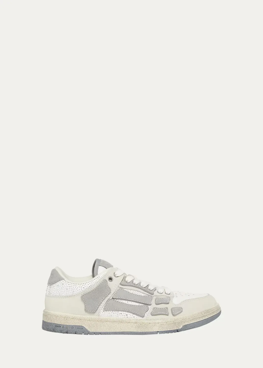 Skeleton Crystal Suede Low-Top Sneakers by AMIRI