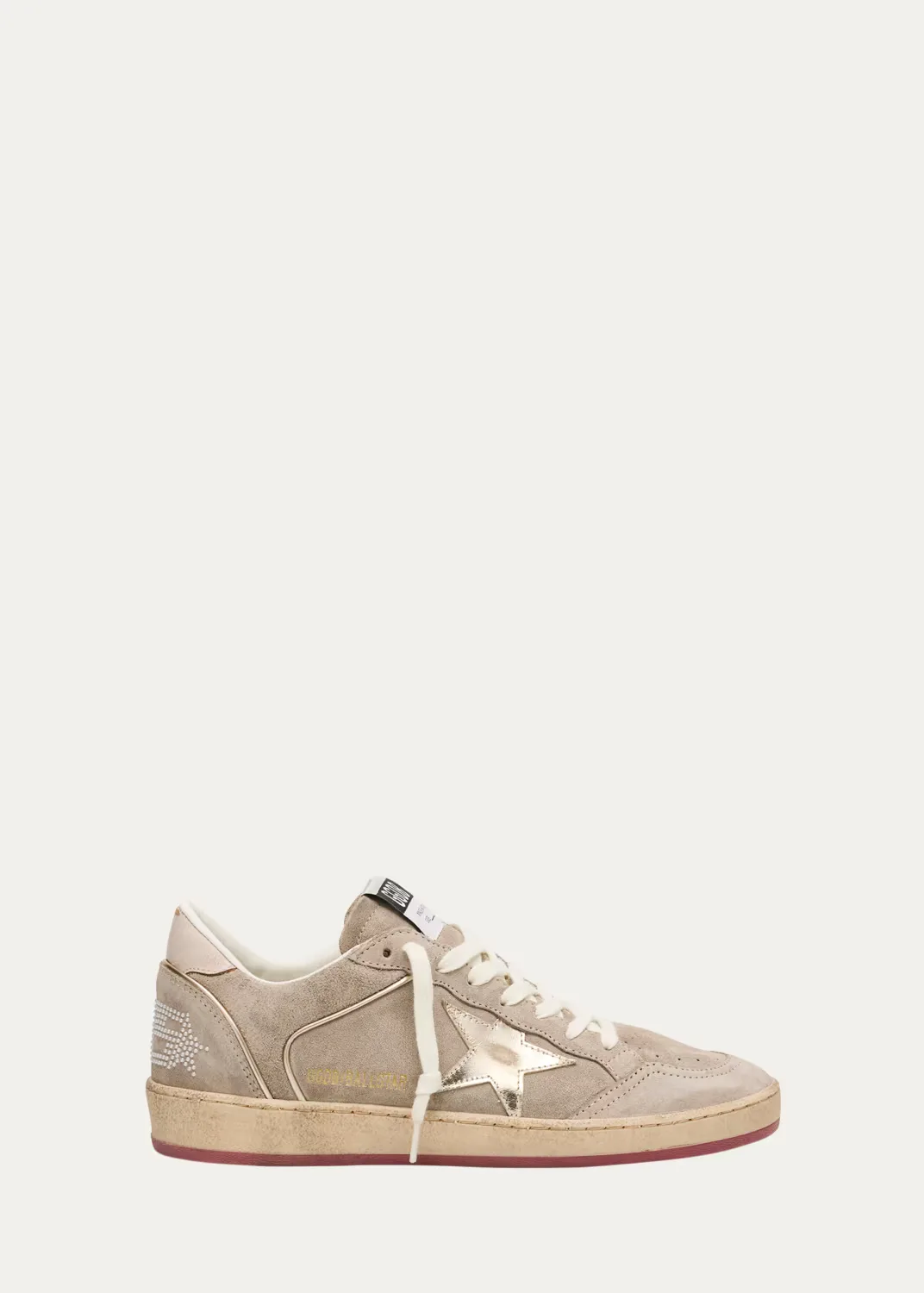 Ball Star Mixed Leather Low-Top Sneakers with Bead Lettering by Golden Goose