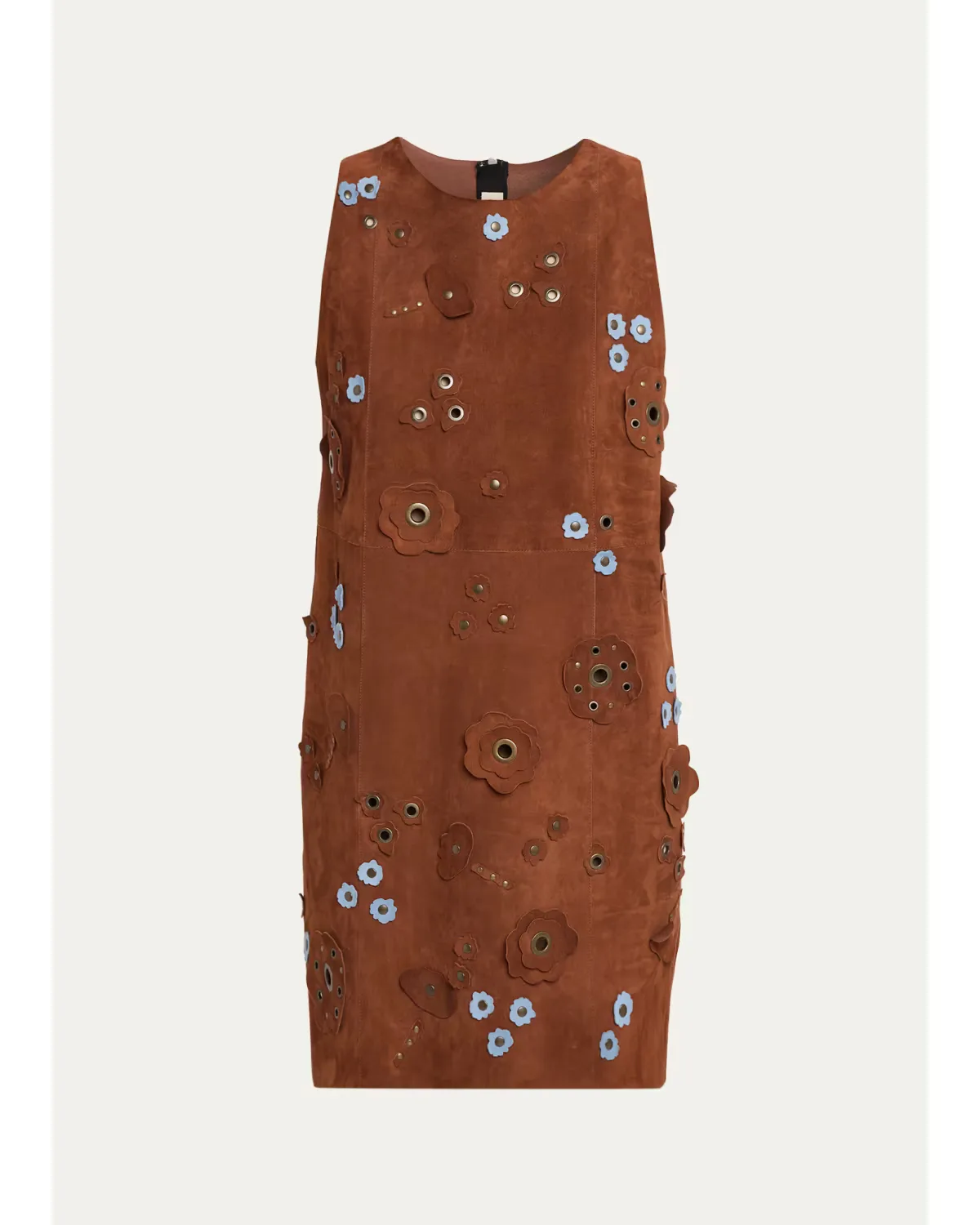 Flower Grommet Suede Sleeveless Mini Dress by Marni