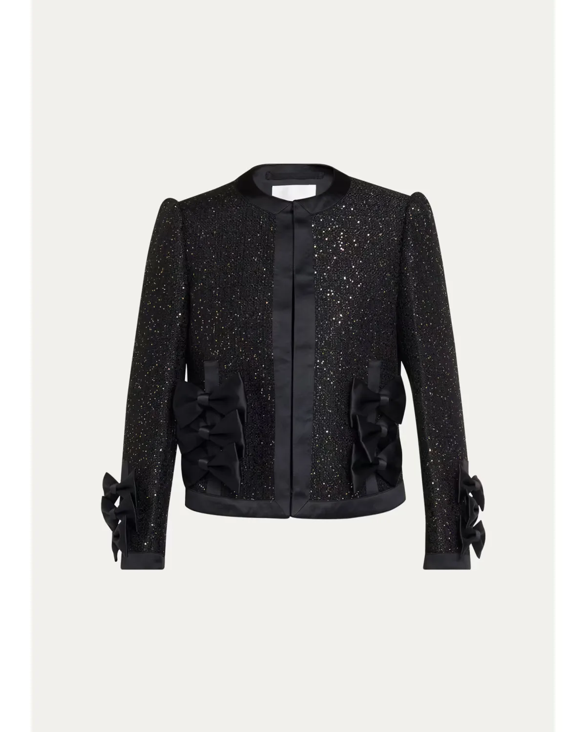 Satin Bow Sequined Jacket by Noir