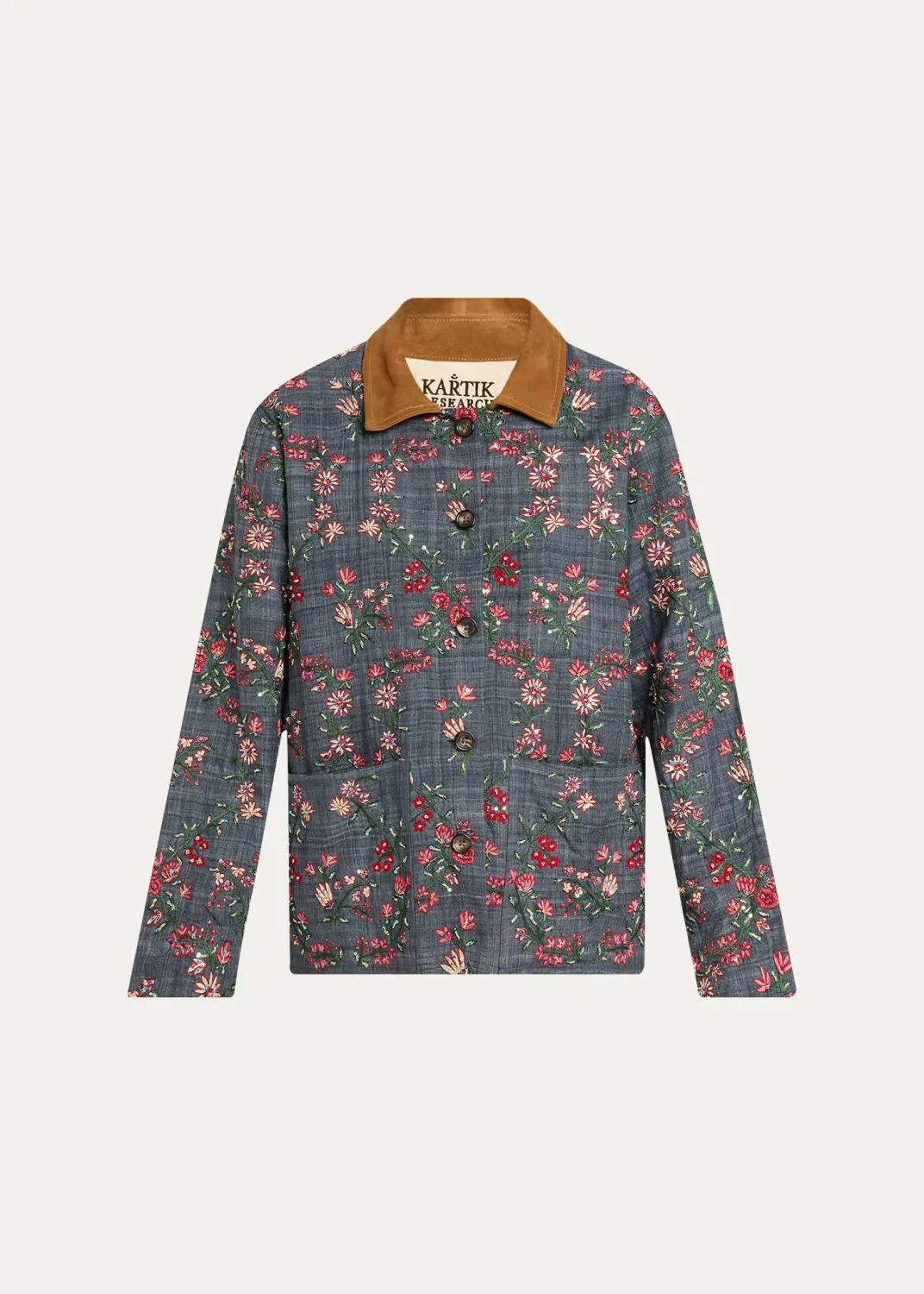 Palampore Floral Embroidered Chore Jacket by Kartik Research