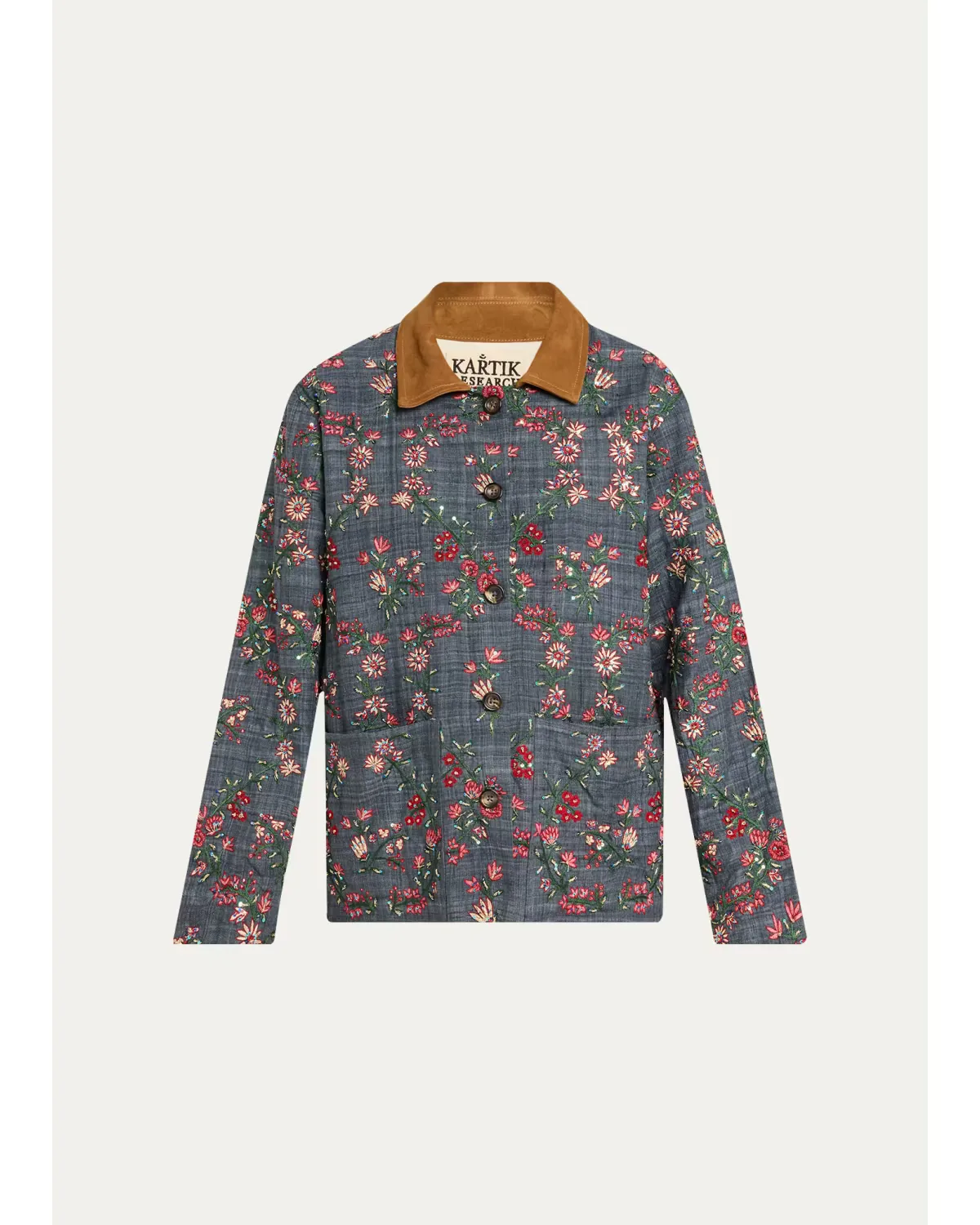 Palampore Floral Embroidered Chore Jacket by Kartik Research