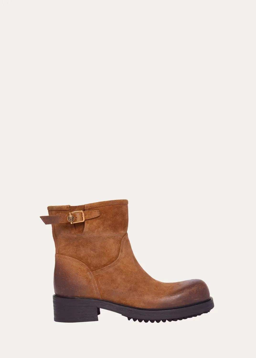Suede La Medusa Buckle Ankle Boots by Versace