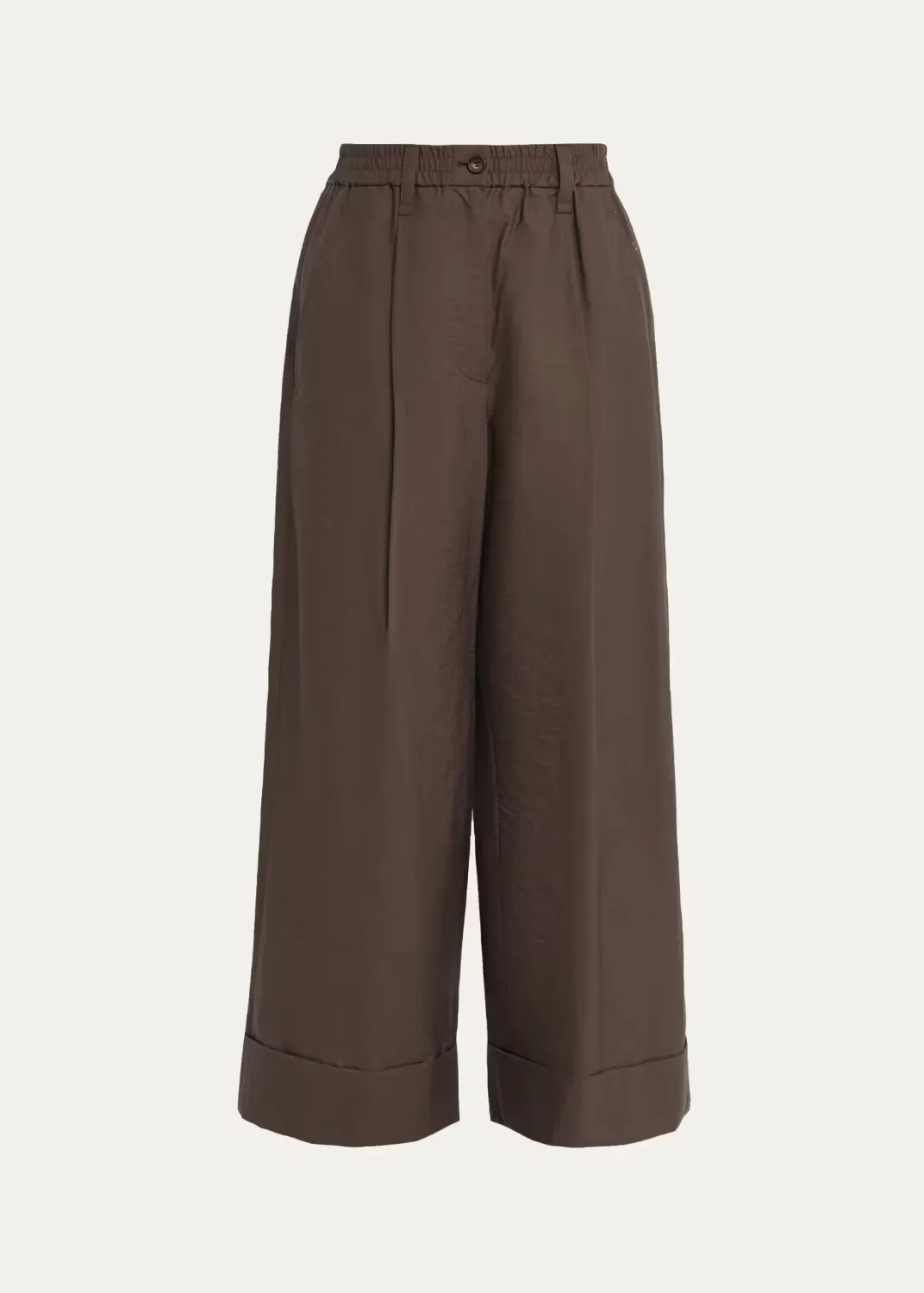 Elastic-Waist Wide-Leg Ankle Pants