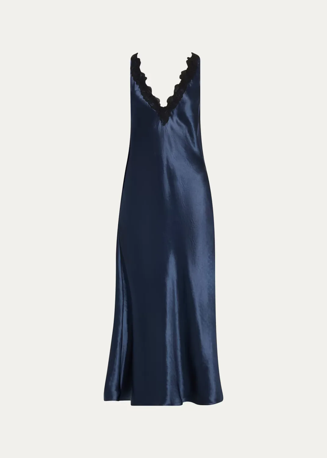 Lace-Trim V-Neck Satin Midi Slip Dress by MARIA MCMANUS