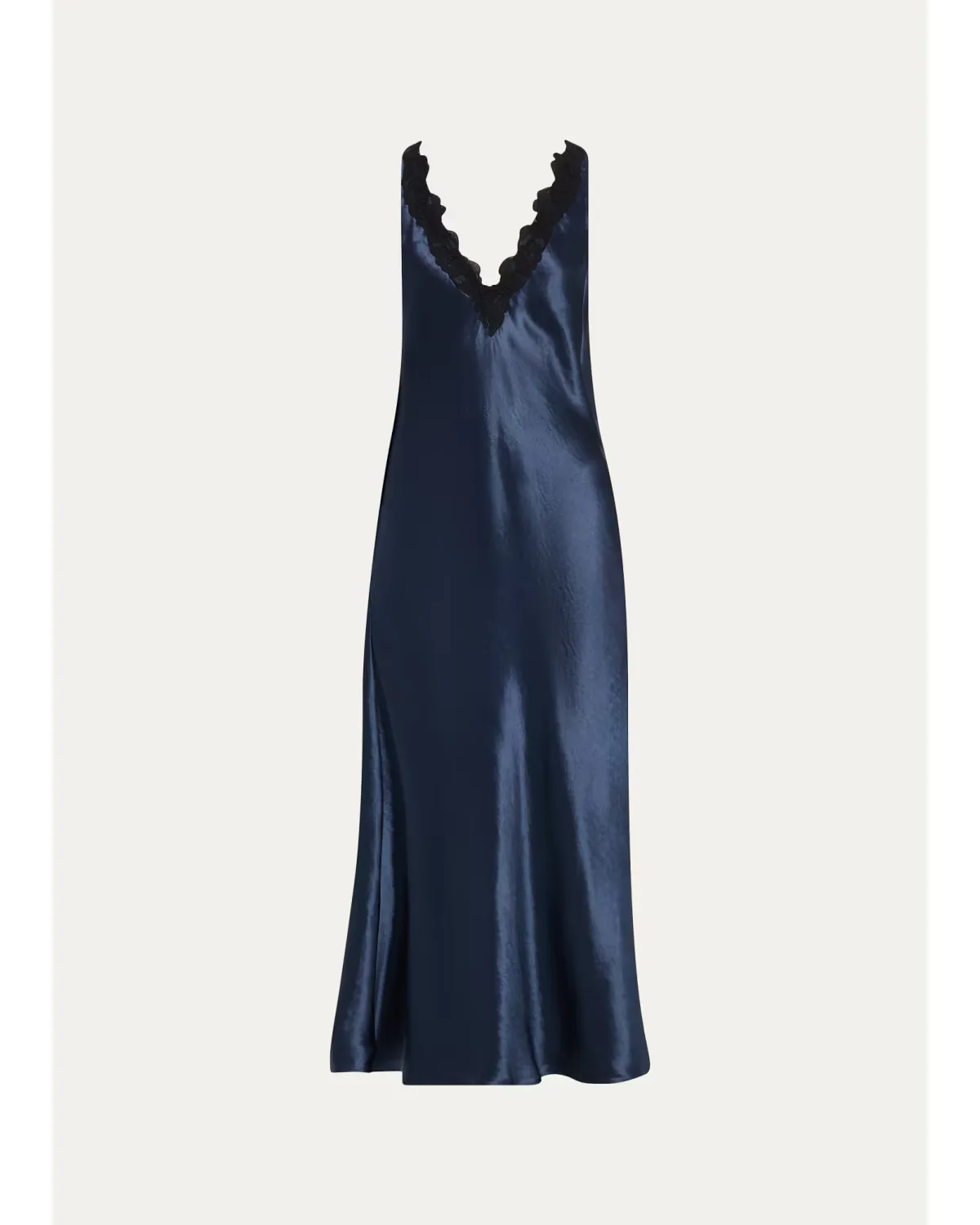 Lace-Trim V-Neck Satin Midi Slip Dress by MARIA MCMANUS