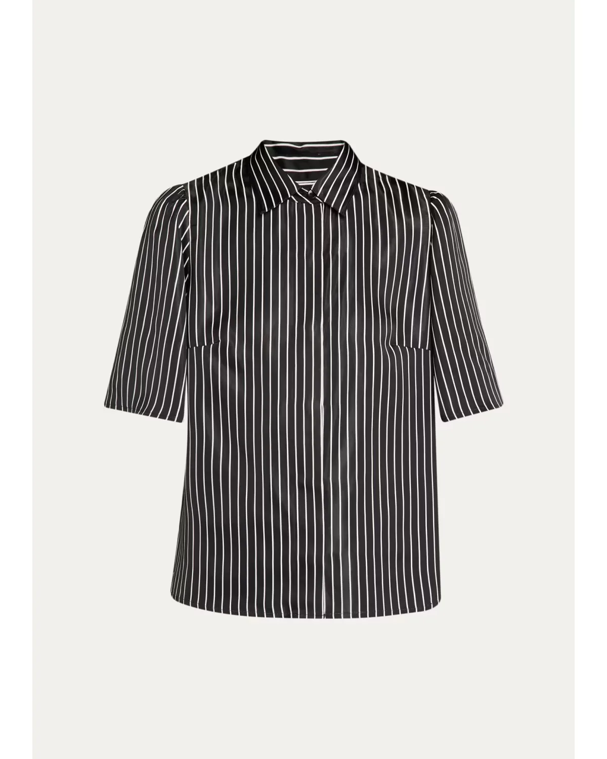 Striped Satin Bell Sleeve Button-Down Blouse by MARIA MCMANUS