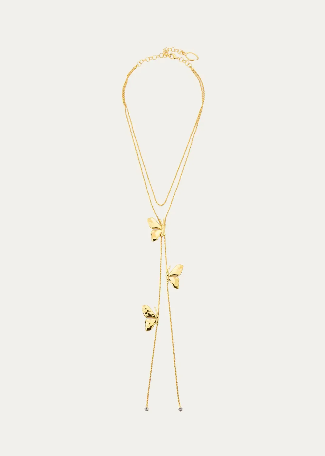 24K Gold Pleated Butterfly Layered Rope Necklace by Oscar de la Renta
