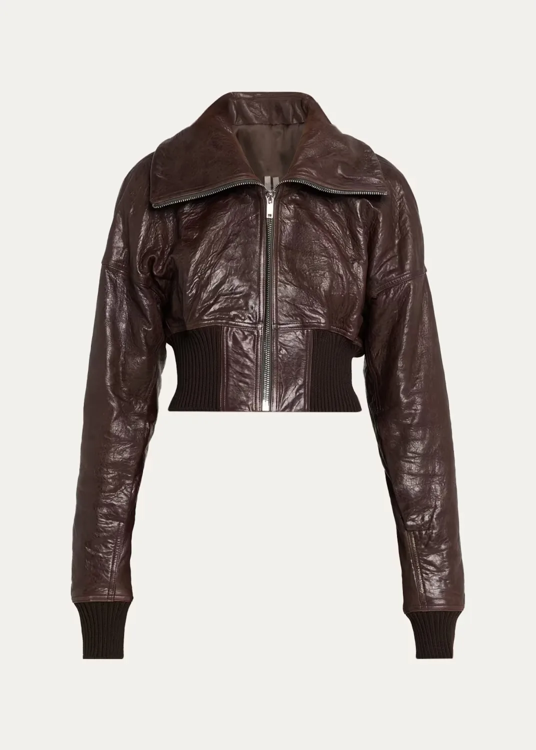 Dracuflight Leather Zip-Up Bomber Jacket