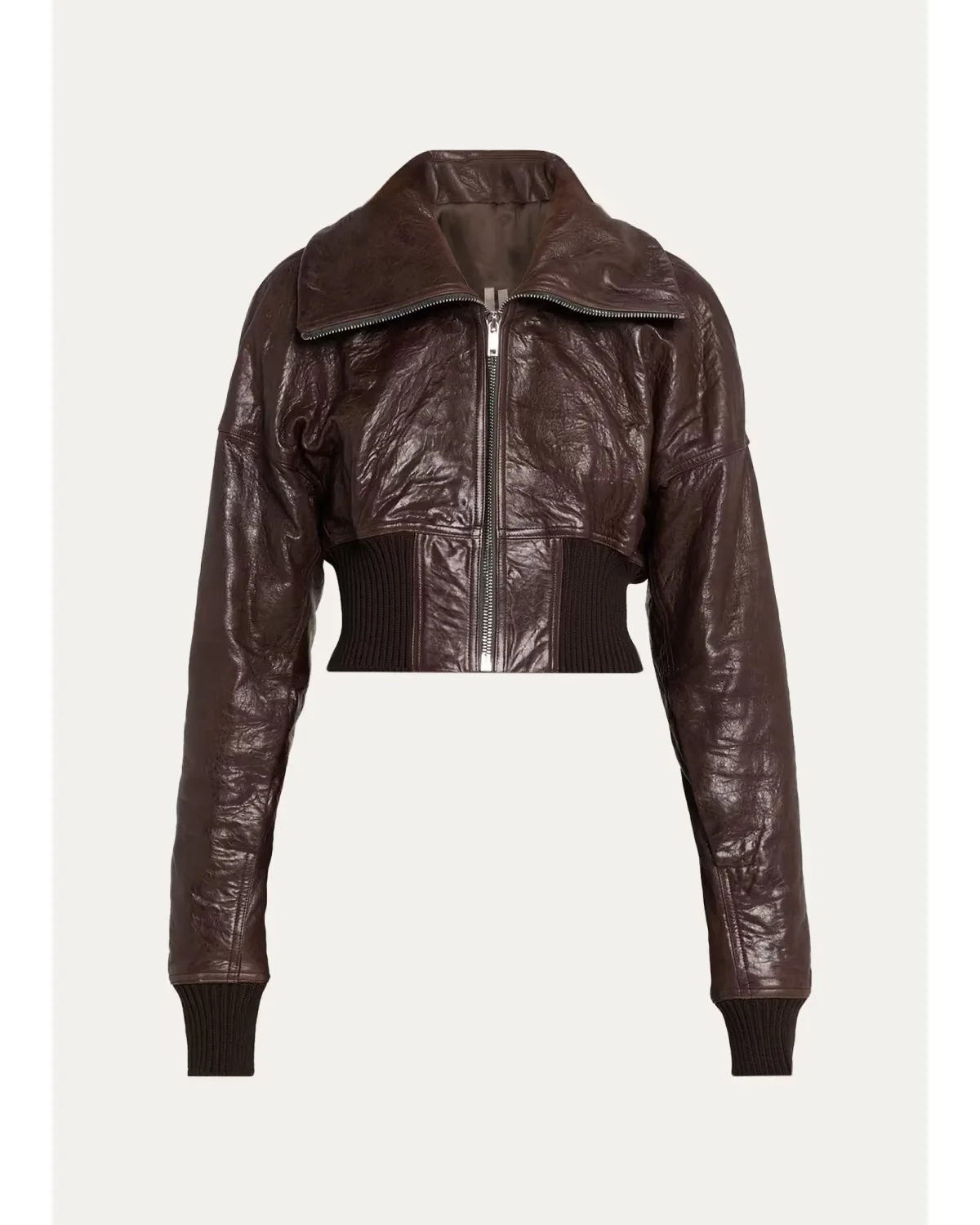 Dracuflight Leather Zip-Up Bomber Jacket