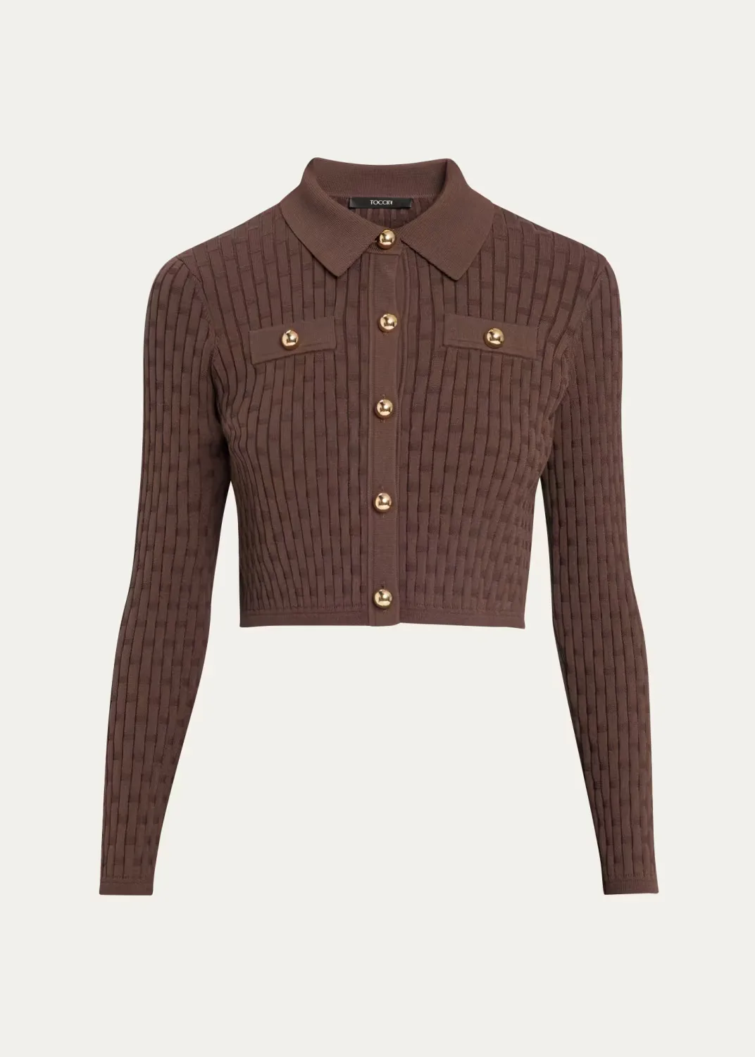 Posie Cropped Button-Front Knit Cardigan by Toccin