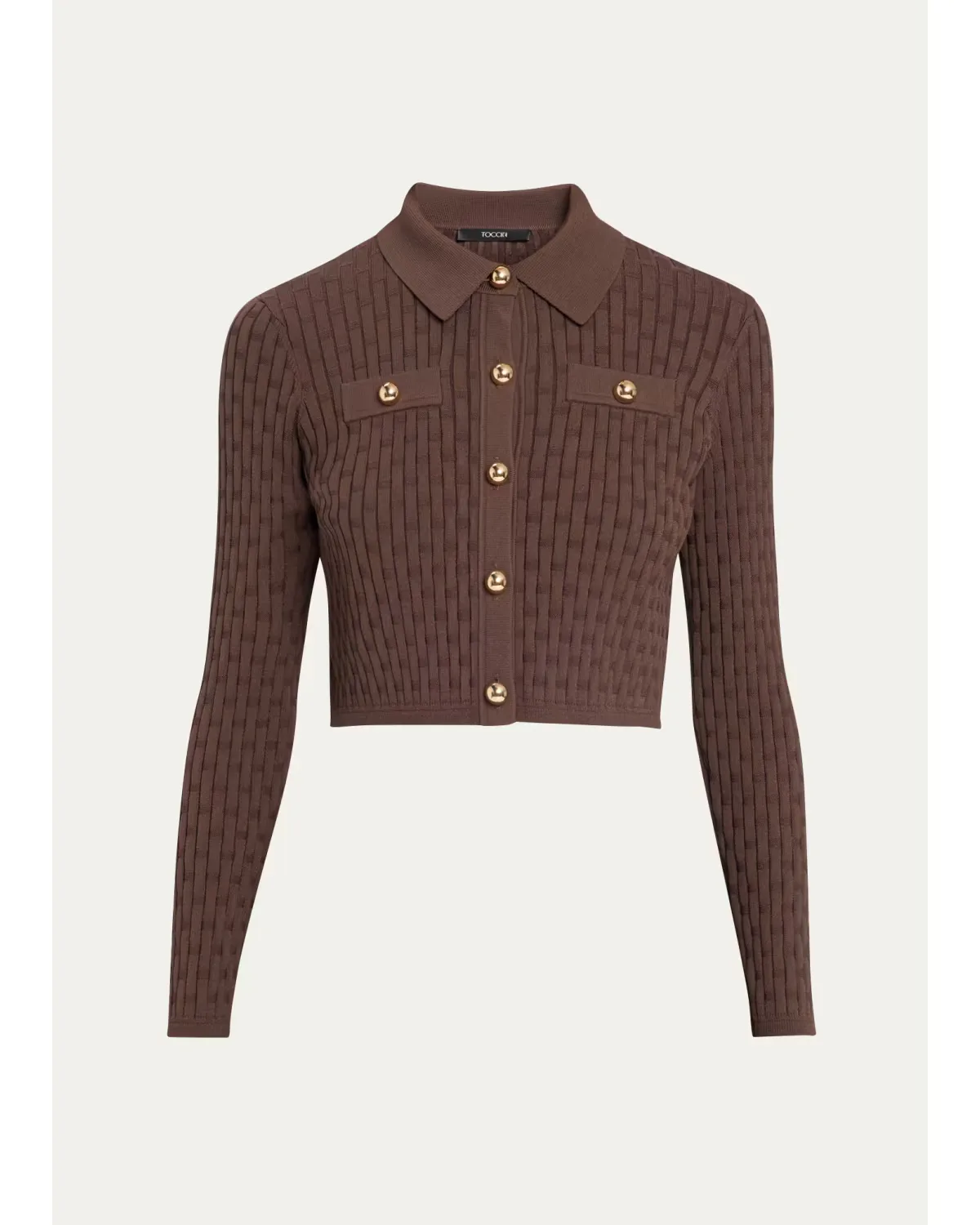 Posie Cropped Button-Front Knit Cardigan by Toccin
