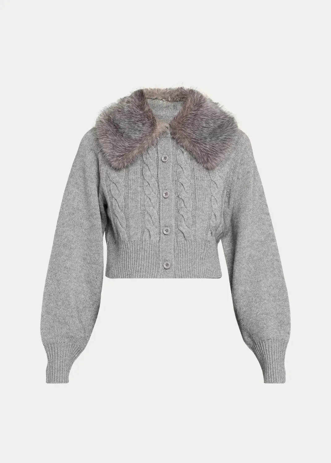 Rita Cable-Knit Cardigan with Removable Collar by Toccin