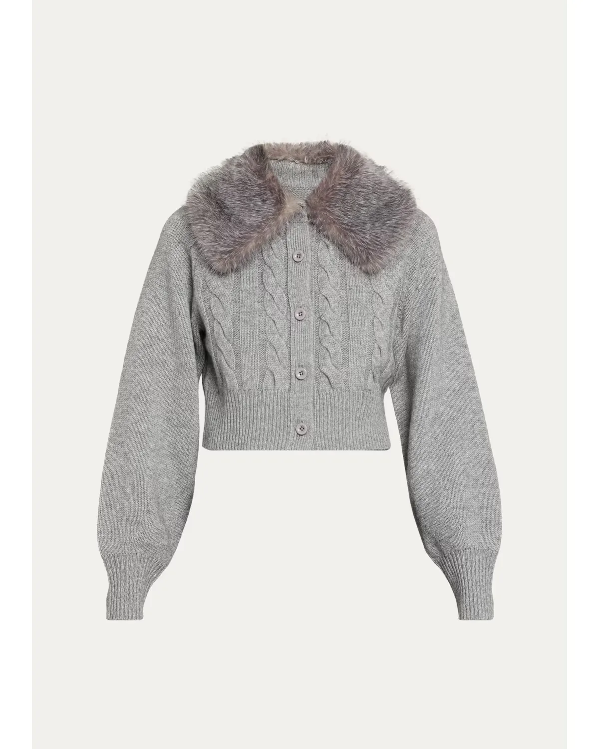 Rita Cable-Knit Cardigan with Removable Collar by Toccin