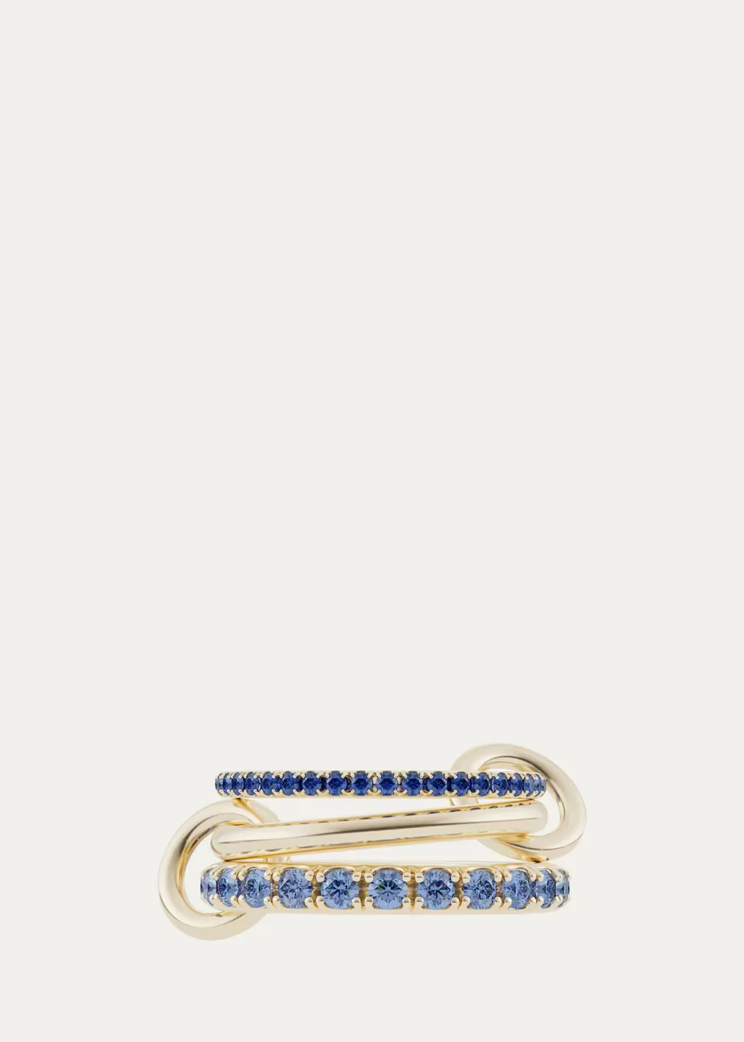 Norah 18K Yellow Gold Blue Sapphire Pave 3-Band Ring by Spinelli Kilcollin
