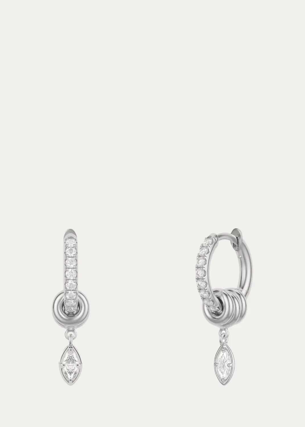 Zahra Marquise Diamond Sterling Silver Huggie Earrings by Spinelli Kilcollin