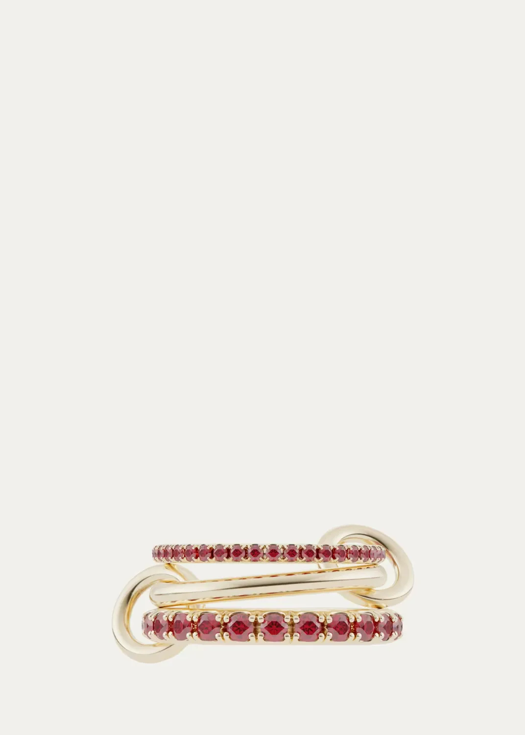 Norah 18K Yellow Gold Red Ruby Pave 3-Band Ring by Spinelli Kilcollin