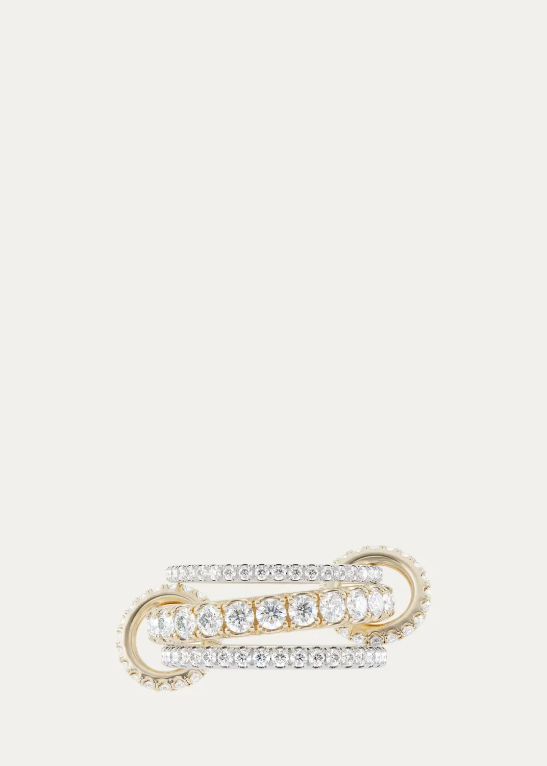 Junia 18K Gold Diamond Pav 3-Band Ring