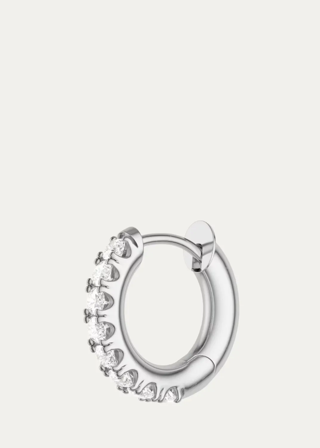 18K White Gold Pave Diamond Mini Micro Hoop Earring, Single by Spinelli Kilcollin