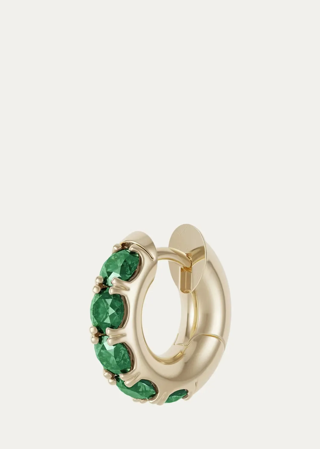 18K Gold Pave Emerald Mini Macro Hoop Earring, Single by Spinelli Kilcollin