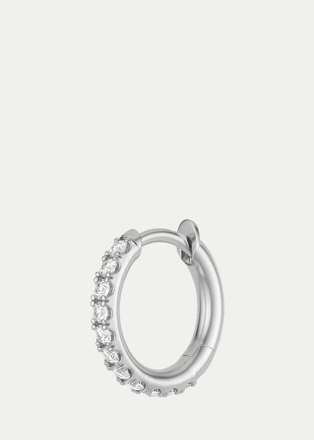 18K White Gold Pave Diamond Micro Hoop Earring, Single by Spinelli Kilcollin