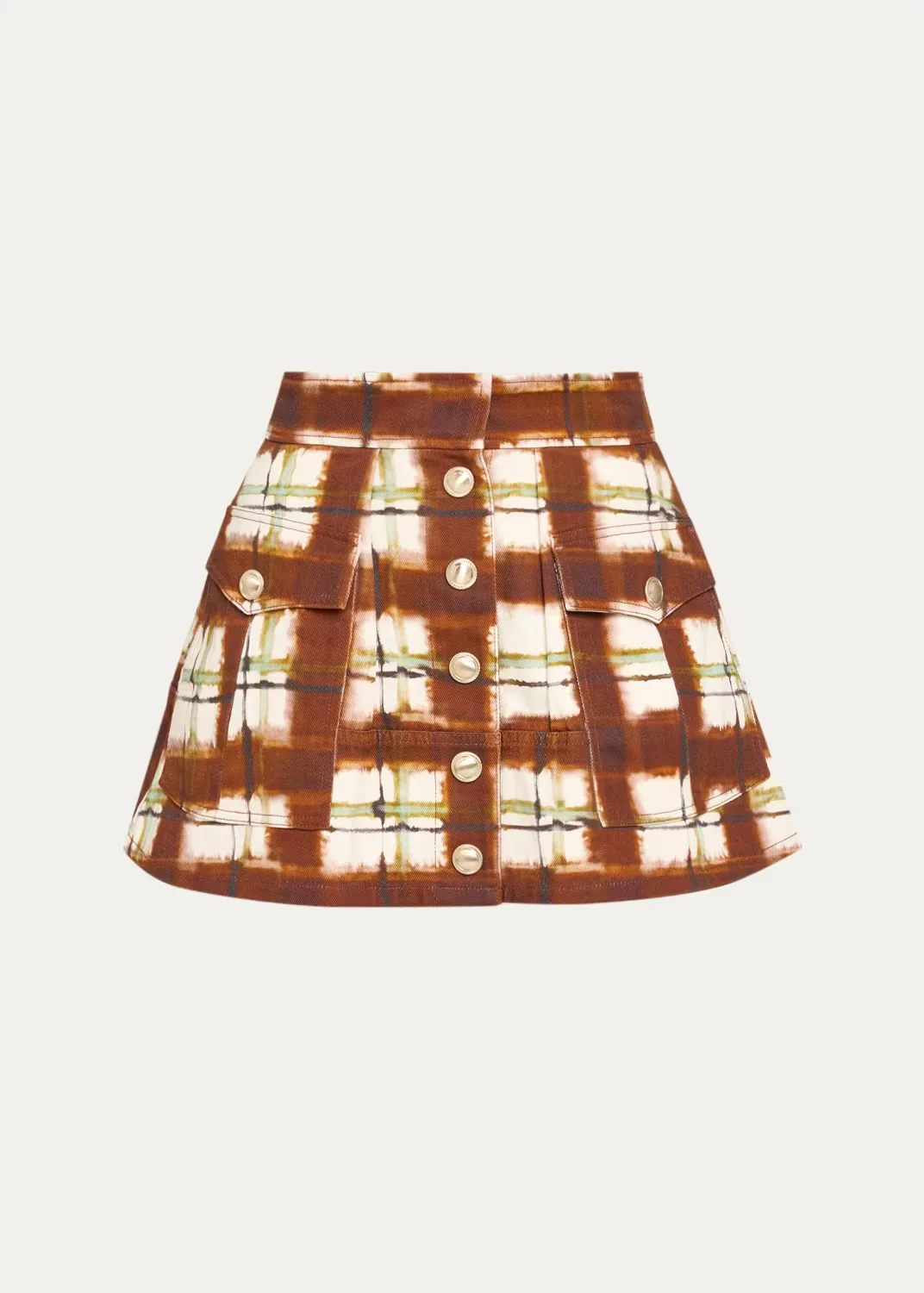 Fatima Plaid Cotton Canvas Mini Skirt by Cara Cara