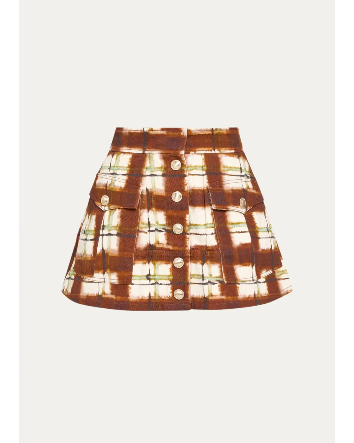 Fatima Plaid Cotton Canvas Mini Skirt by Cara Cara