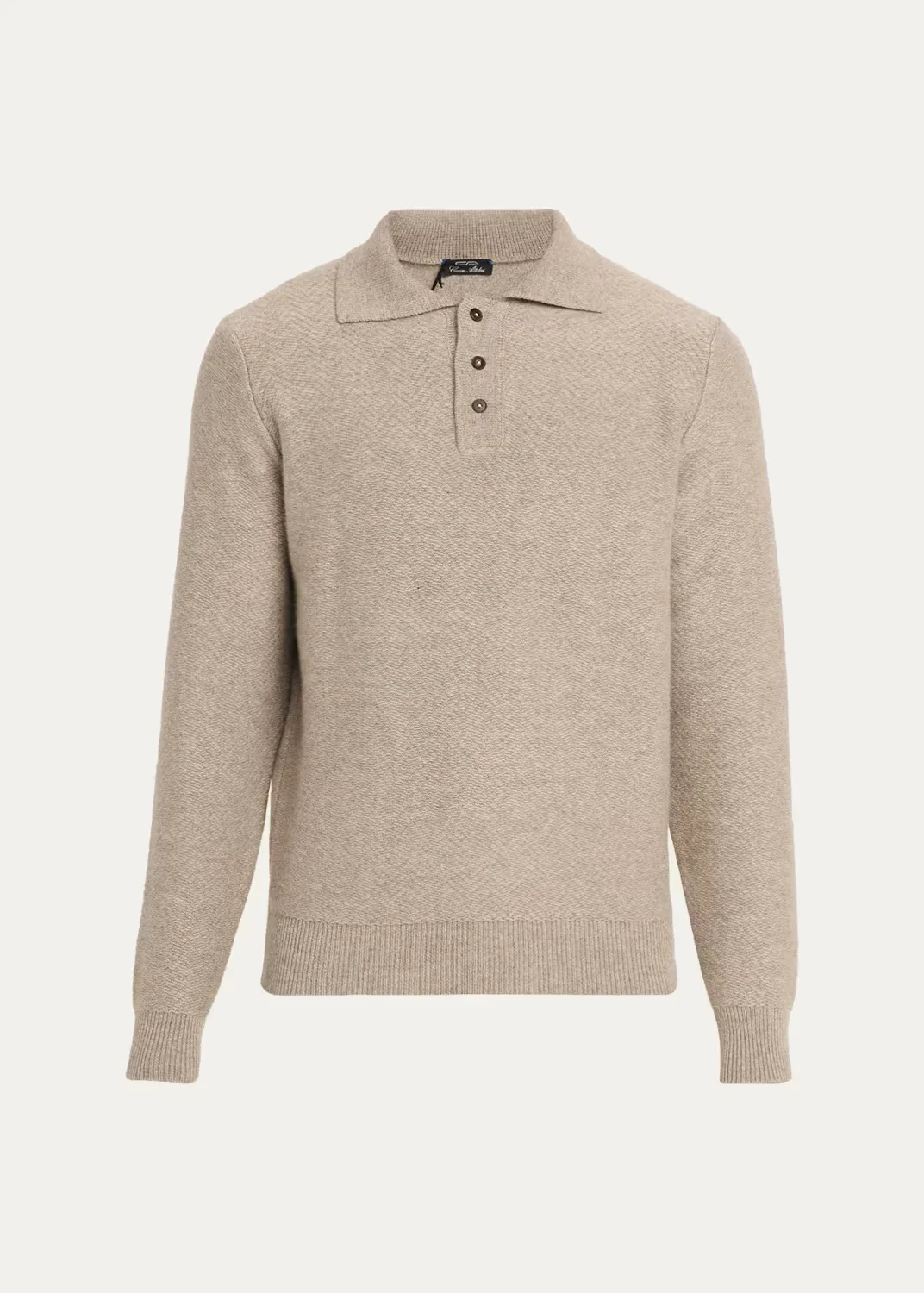 Cashmere Herringbone Polo Sweater