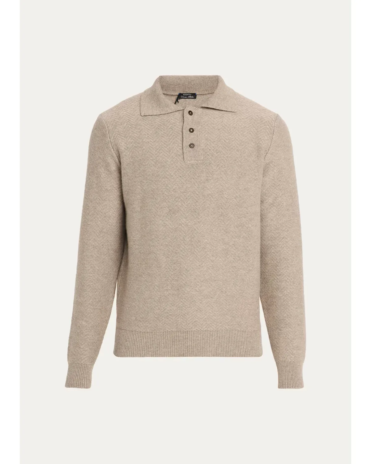 Cashmere Herringbone Polo Sweater by Cesare Attolini