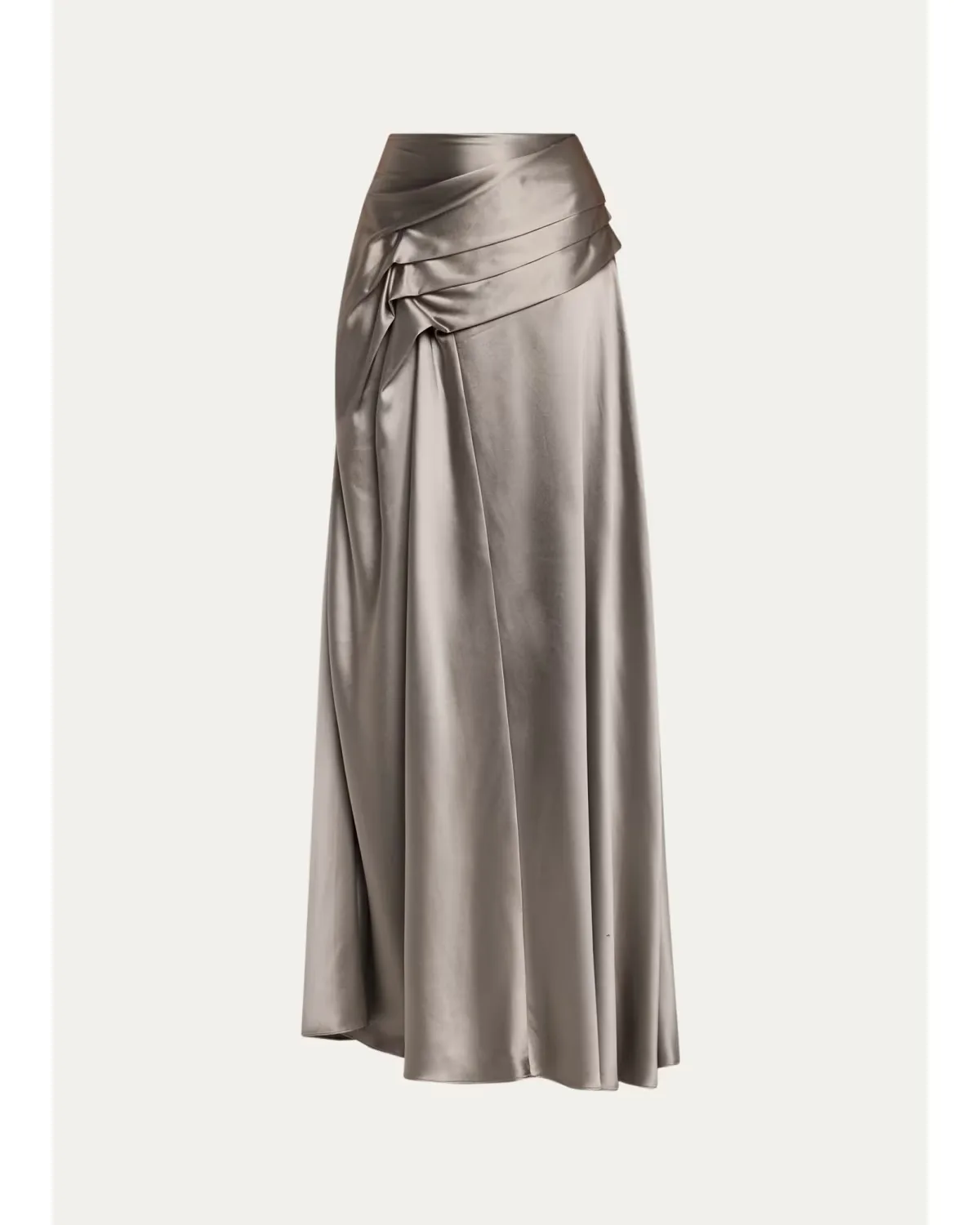 Yvonne Pleat Draped Crepe Back Satin Maxi Skirt by Heirlome