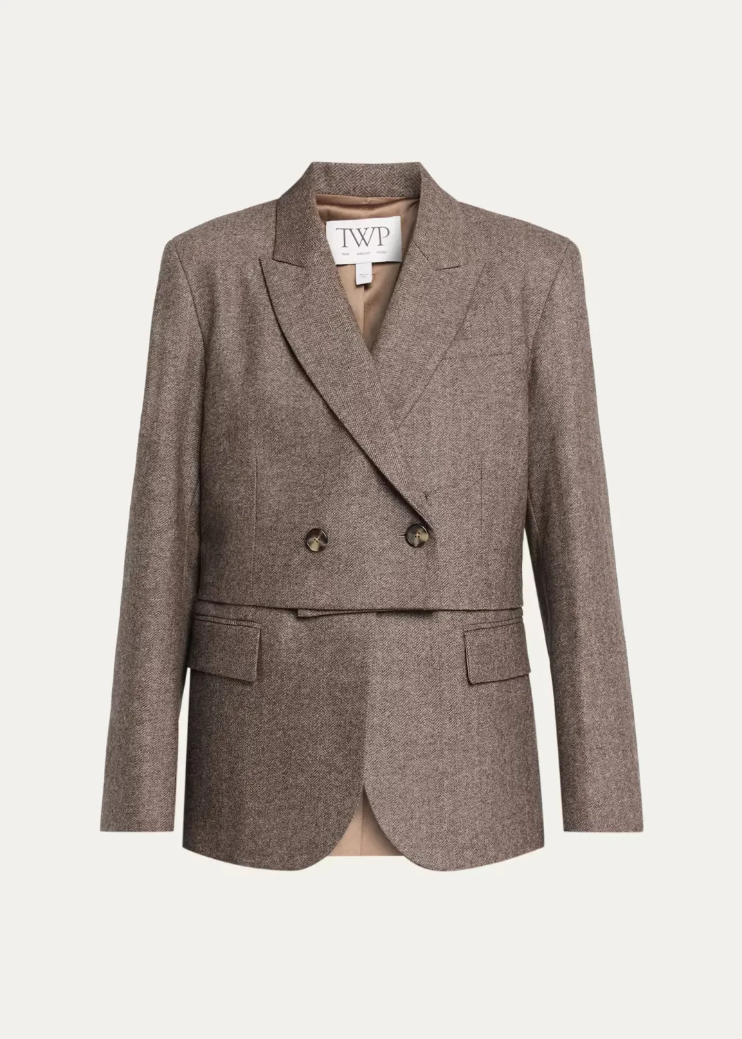 Two-Faced Herringbone Wool-Cashmere Blazer