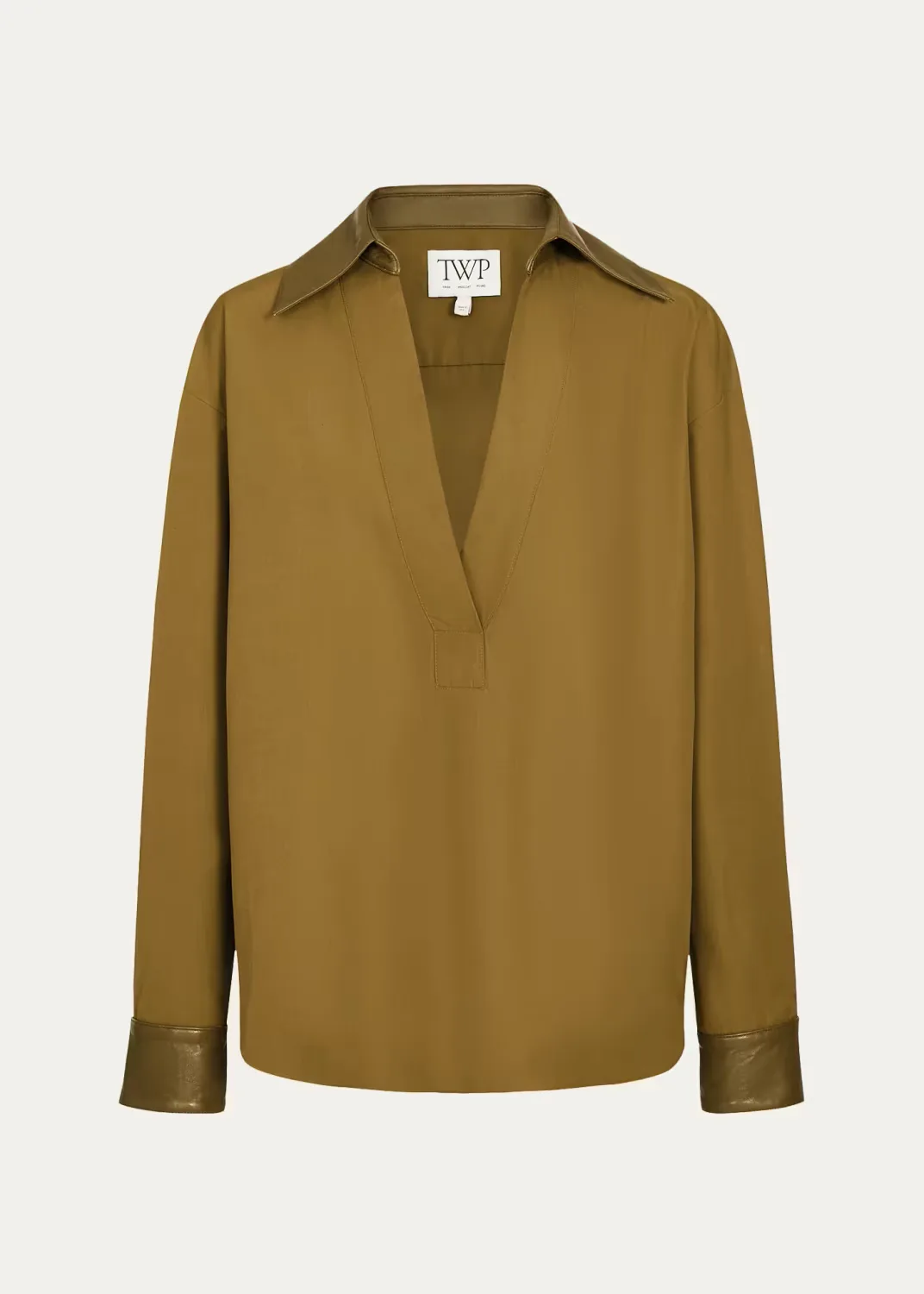 A Case of You Cotton-Leather Blouse by TWP