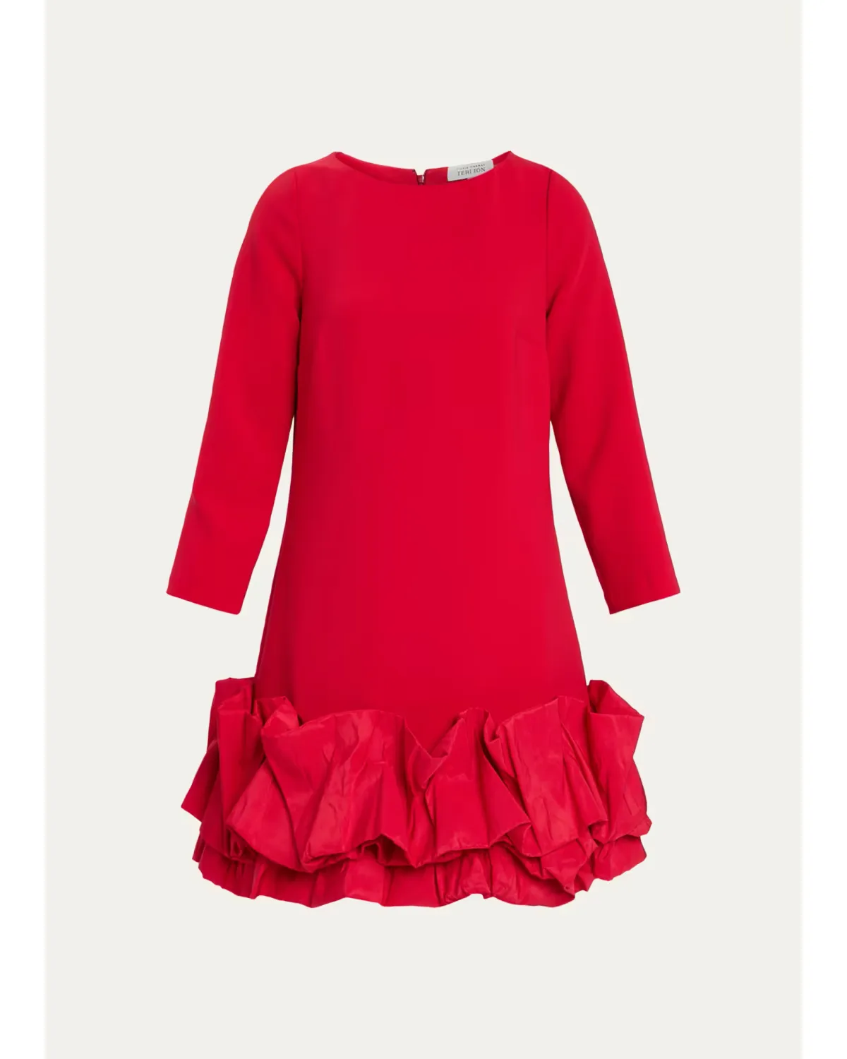 Ruffle-Hem Crepe Mini Dress by Teri Jon