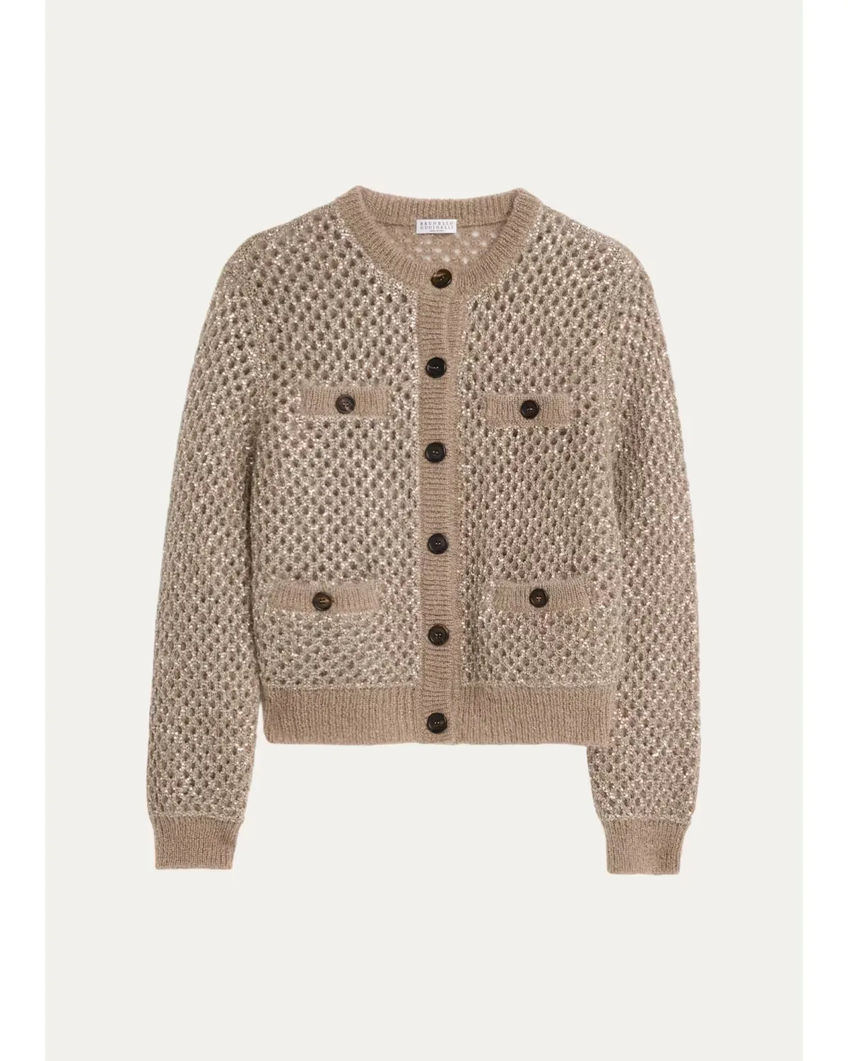 Flicker Mohair Mesh Diamante Knit Cardigan by Brunello Cucinelli