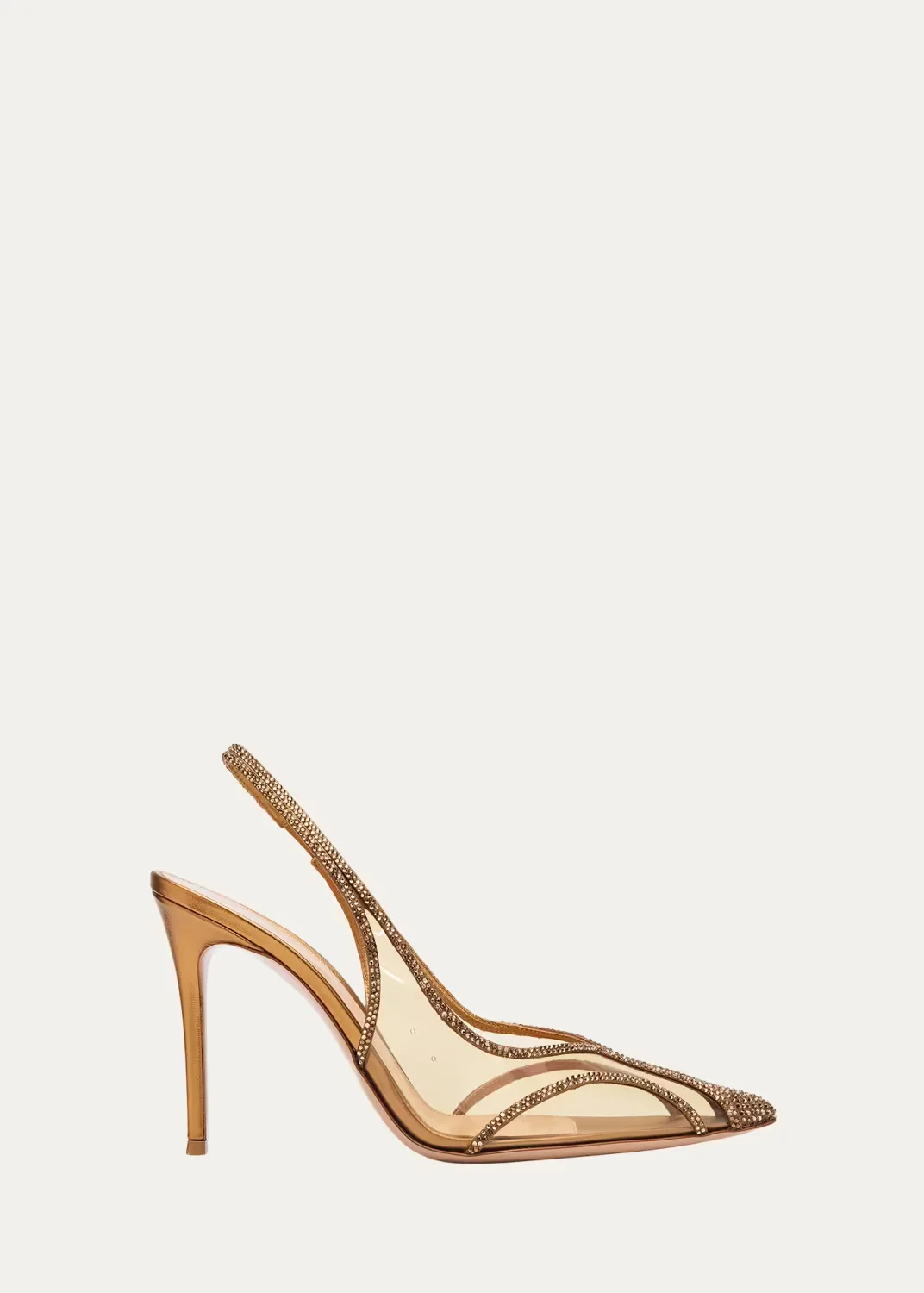 95mm Burma Embellished Metallic Slingback Pumps by Gianvito Rossi