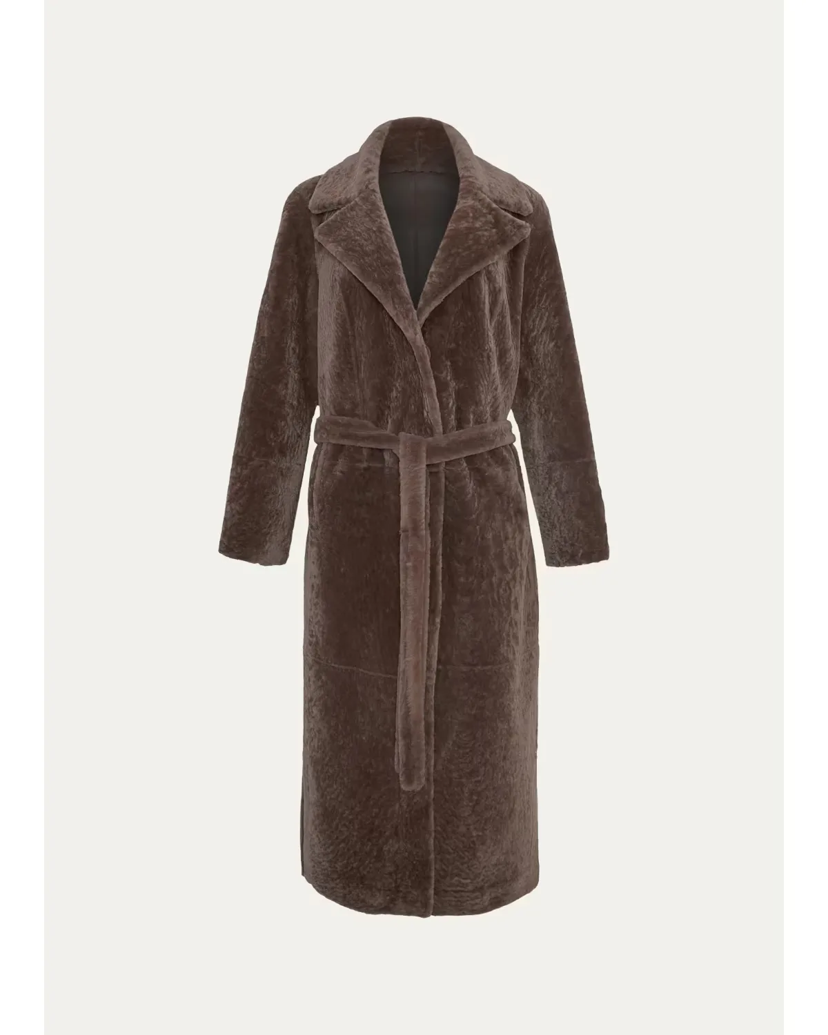 Textured Shearling Lamb Long Wrap Coat by Gorski