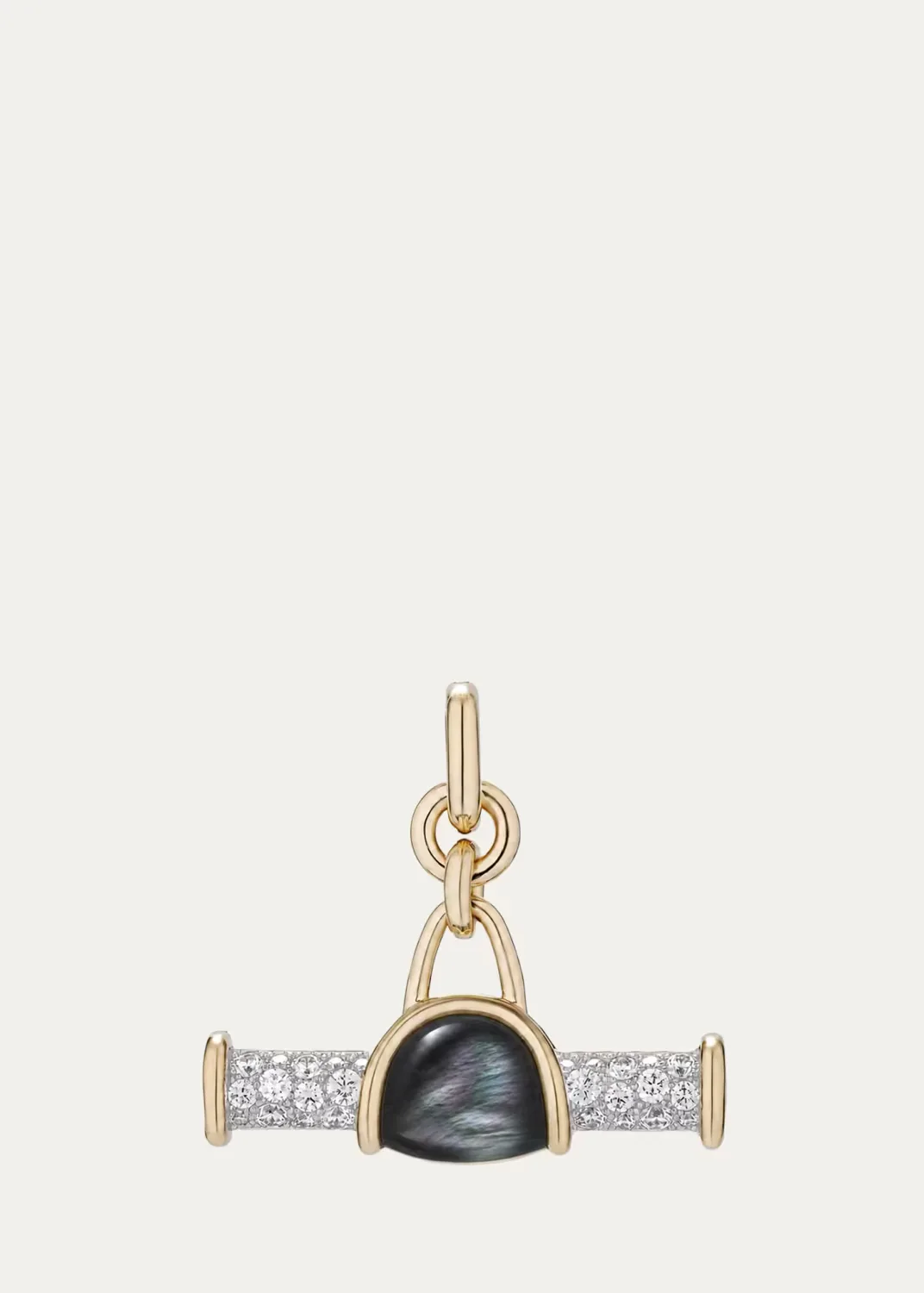 14K Black Mother-of-Pearl with Diamonds and White Rhodium Jumbo Bar Pendant by Mason and Books