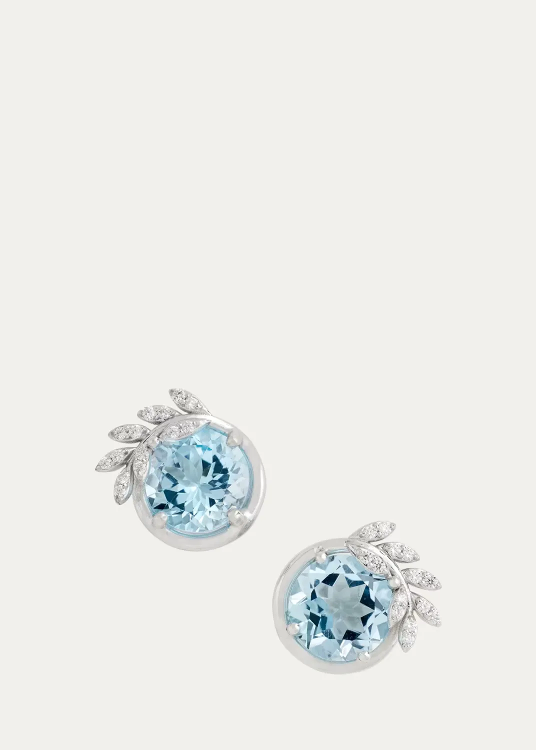 18K White Gold Diamond Vine Sky Blue Topaz Stud Earrings by Jamie Wolf