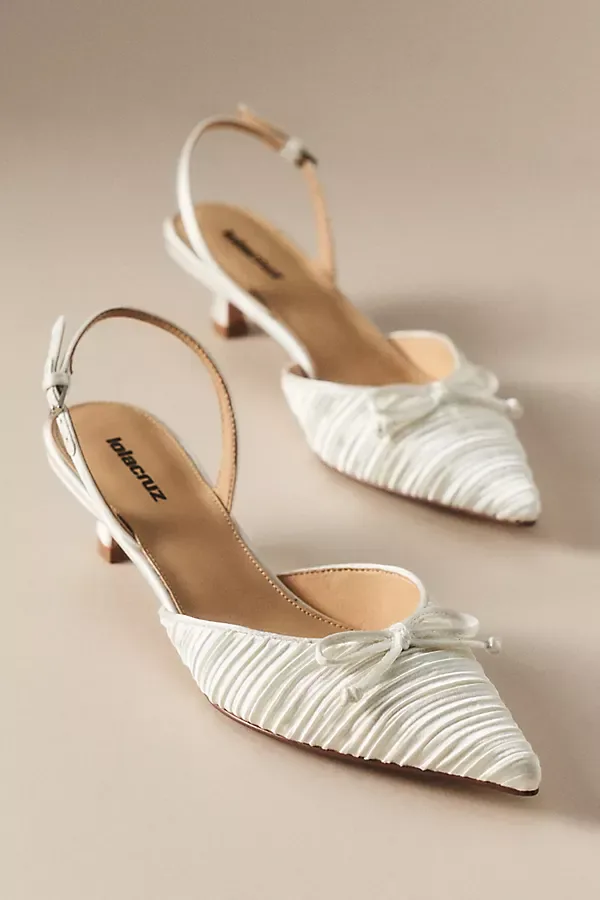 Pleated Bow Kitten Heels