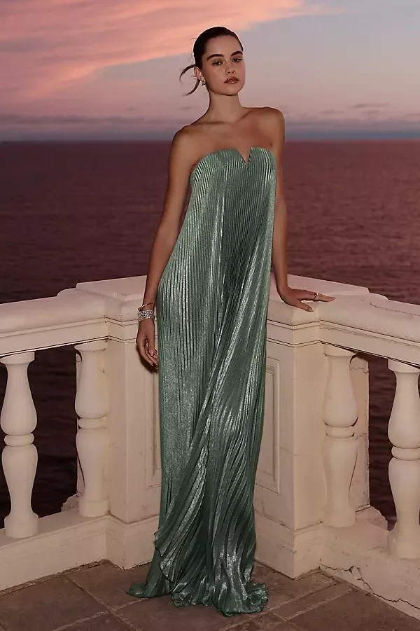 Black Tie Strapless Maxi Gown by LIDE