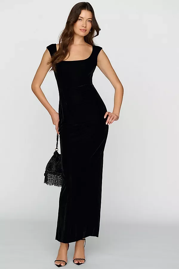 BHLDN Velvet Cap Sleeve Maxi Dress by Anthropologie